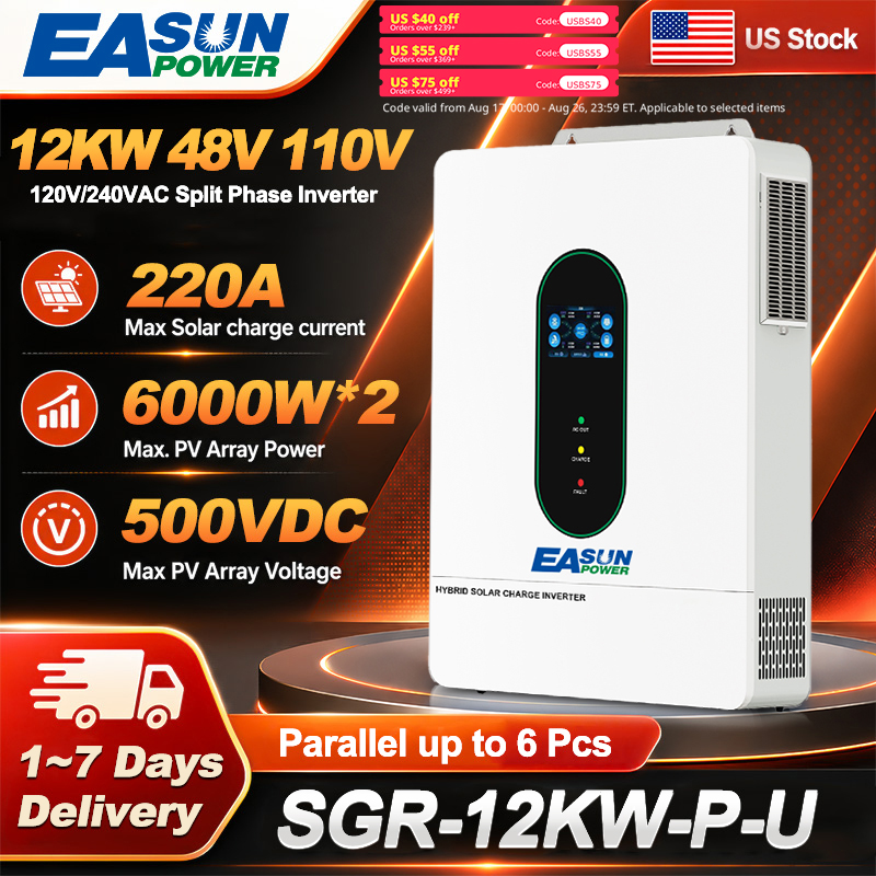Grid Tie Inverter Limiter 2000W - EASUN POWER 12KW Split-Phase Grid-Tied Solar